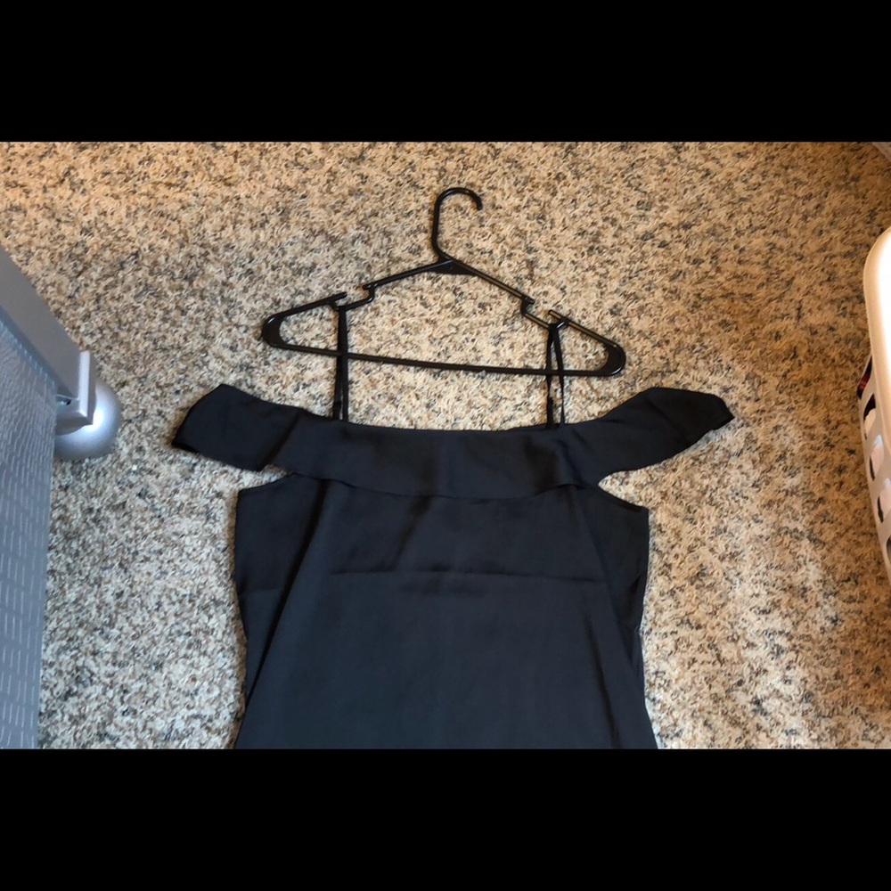 Black satin off the shoulder Express tank top